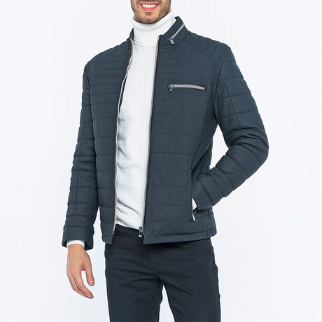 Marcus Leather Jacket // Navy Tafta (S)