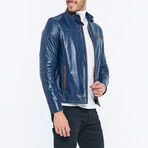 Axel Leather Jacket // Navy Blue (XL)