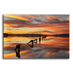 Great Salt Lake Pilings Sunset by Mike Jones (12"H x 16"W x 0.13"D)