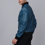 Ian Leather Jacket // Oil Blue (S)