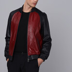 Nicholas Leather Jacket // Navy + Bordeaux (L)