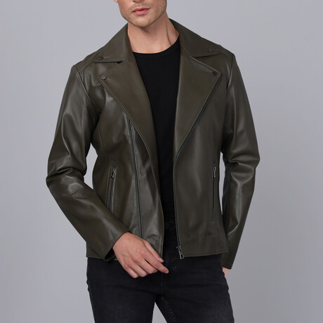 Prague Leather Jacket // Olive (S)