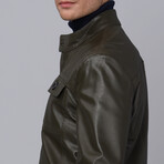 Quinn Leather Jacket // Olive (S)