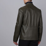 Quinn Leather Jacket // Olive (3XL)