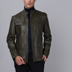 Quinn Leather Jacket // Olive (M)