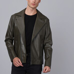 Prague Leather Jacket // Olive (3XL)