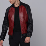 Nicholas Leather Jacket // Navy + Bordeaux (2XL)