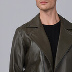 Prague Leather Jacket // Olive (S)