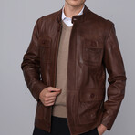 Bari Leather Jacket // Chestnut (3XL)