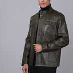 Quinn Leather Jacket // Olive (S)