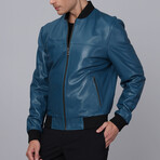 Ian Leather Jacket // Oil Blue (3XL)
