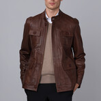 Bari Leather Jacket // Chestnut (XL)