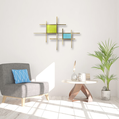 Gridded AP // Glass and Metal Wall Sculpture