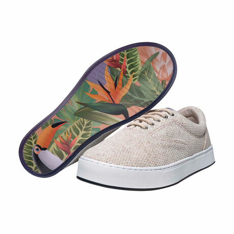 Original Knitting Lace-Up // Recycled Linen Beige + Toucans (US Men's Size 8)