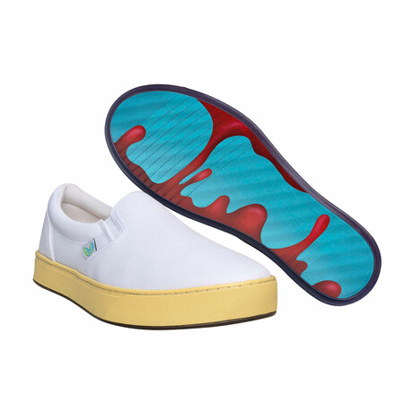 Original Canvas Band Slip-On // White + My Car is Melting (US Men's Size 8)