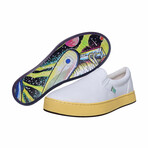 Original Canvas Band Slip-On // White + Cosmic Snowboarder (US Men's Size 8)