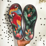 Original Knitting Slip On // Recycled Linen Beige + Macaws (US Men's Size 8)