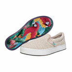Original Knitting Slip On // Recycled Linen Beige + Macaws (US Men's Size 8)