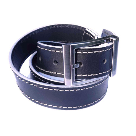 Stress Stitch Belt // Black + Gray (Size 30")