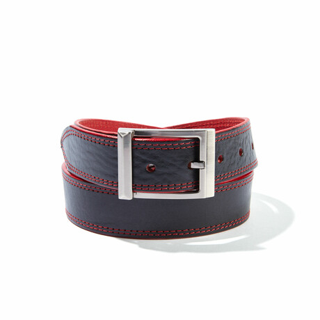 Stress Stitch Belt // Black + Red (Size 32")