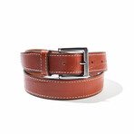 Croc Belt Stitch Belt // Cognac (Size 30")