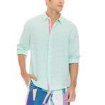 Peter Long Sleeve Linen Shirt // Mint (XL)
