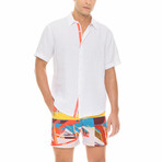 Peter Short Sleeve Linen Shirt // White (S)