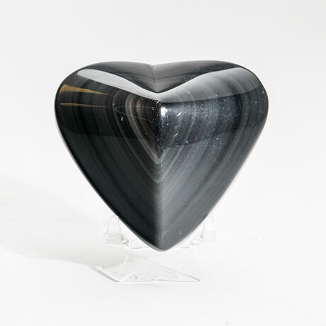 Genuine Polished Rainbow Obsidian Heart + Acrylic Stand II