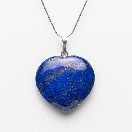Lapis Lazuli Heart Pendant With 18" Sterling Silver Chain // 4-6g