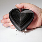 Genuine Polished Rainbow Obsidian Heart + Acrylic Stand III