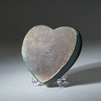 Genuine Agate Druzy Heart + Acrylic Stand