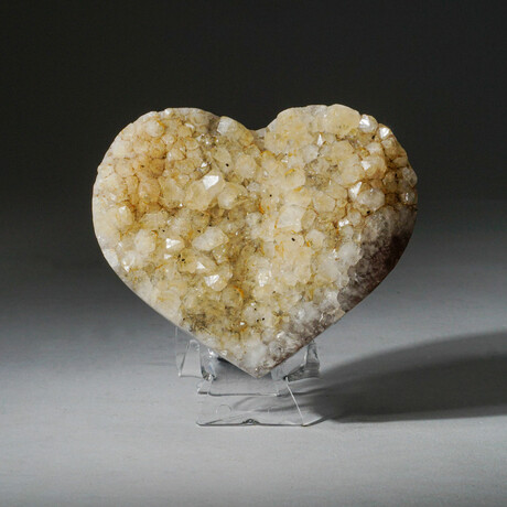 Genuine Lemon Quartz Clustered Heart + Acrylic Stand II