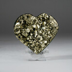 Genuine Pyrite Clustered Heart + Acrylic Stand III