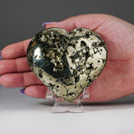 Genuine Pyrite Clustered Heart + Acrylic Stand IV