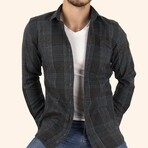 Josiah Flannel Shirt // Light Black + Green (M)