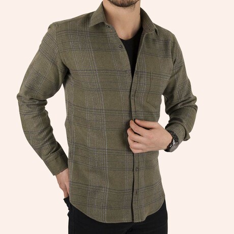 Lucas Flannel Shirt // Olive Green (M)