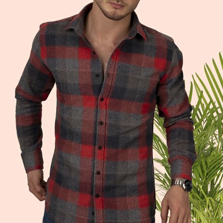 Ajay Flannel Shirt // Red + Gray (XL)