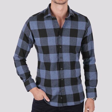 Myles Flannel Shirt // Blue + Black (S)