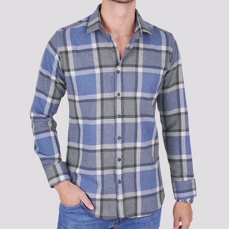 Marsh Flannel Shirt // Blue + Gray (S)