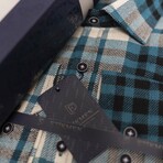 Theo Flannel Shirt // Turquoise + White (S)