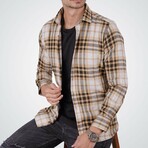 Chris Flannel Shirt // White + Light Brown (L)