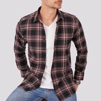 Dominic Flannel Shirt // Claret Red + White (S)