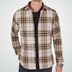 Chris Flannel Shirt // White + Light Brown (M)