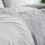 Bali Clipped Jacquard Duvet Cover Set // Light Grey (King / Cal King)