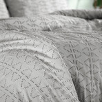 Bali Clipped Jacquard Duvet Cover Set // Steel Grey (King / Cal King)