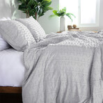 Bali Clipped Jacquard Duvet Cover Set // Light Grey (King / Cal King)