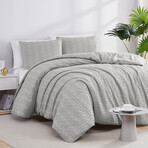 Bali Clipped Jacquard Duvet Cover Set // Steel Grey (King / Cal King)