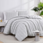 Bali Clipped Jacquard Duvet Cover Set // Light Grey (King / Cal King)