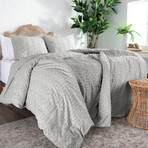 Bali Clipped Jacquard Duvet Cover Set // Steel Grey (King / Cal King)