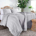 Bali Clipped Jacquard Duvet Cover Set // Light Grey (King / Cal King)